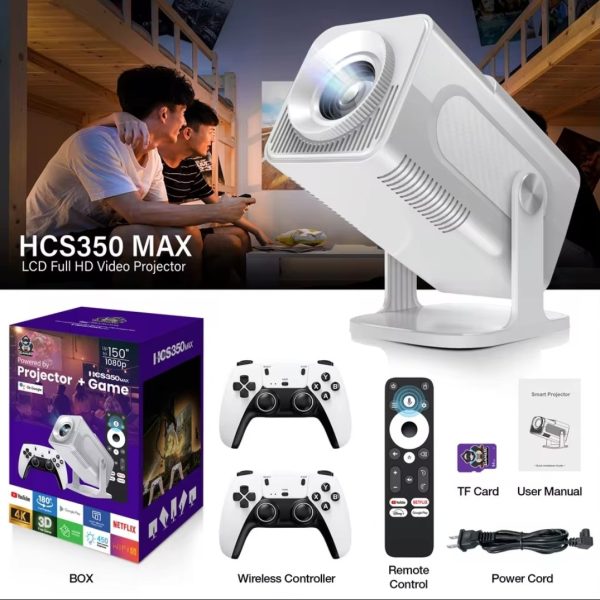 NEW HCS350MAX Portable HD Video Retro Game Consoles 10000 Android 11 LCD Proyector 